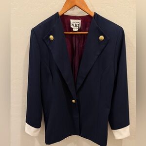 Vintage Sandra Ow-Wing Navy Blazer Size 12